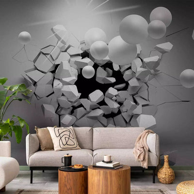 Wall Murals with 3D wall fragment in gray color - Freedom's cryG-ART