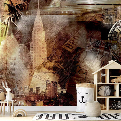 Wall Murals with New York (Collage) - Brooklyn Symbols, 61582G -A part