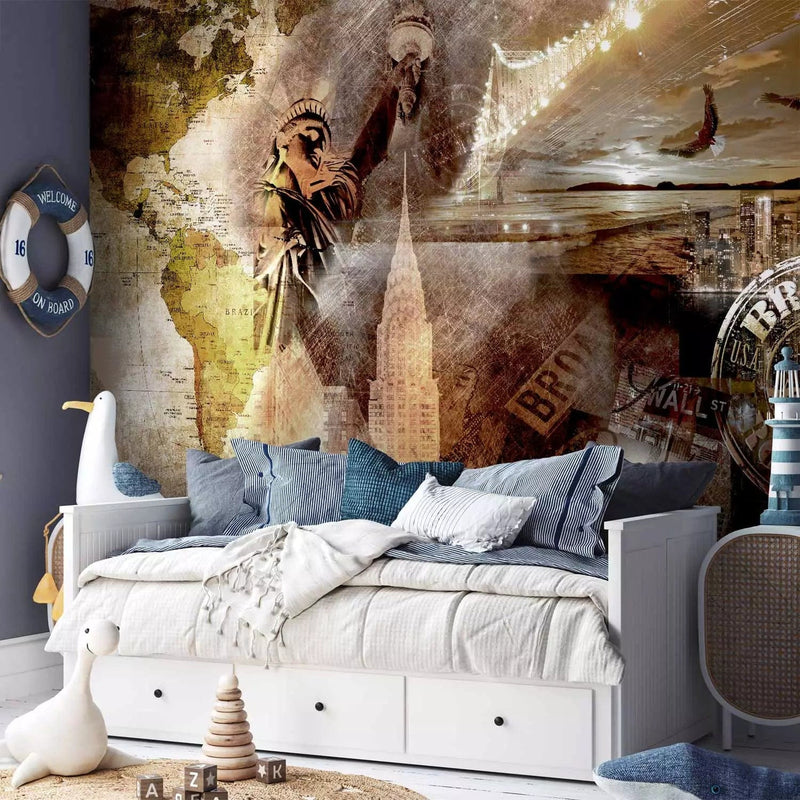 Wall Murals with New York (Collage) - Brooklyn Symbols, 61582G -A part