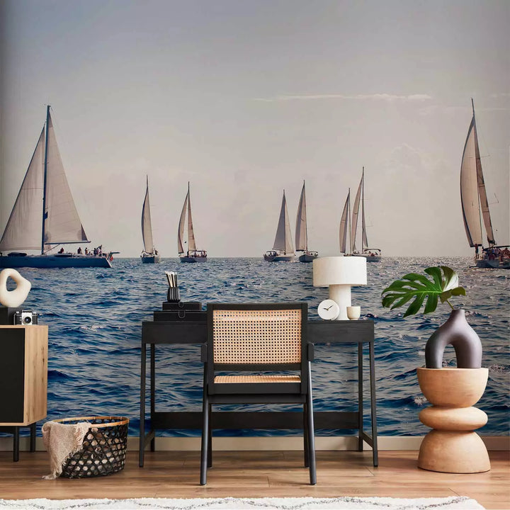 Fototapetes ar laivām - Buru laivas peld pa jūras viļņiem, 151267 G-ART