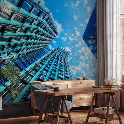 Wall Murals with the city theme in blue, 64444g-art