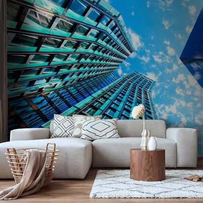 Wall Murals with the city theme in blue, 64444g-art