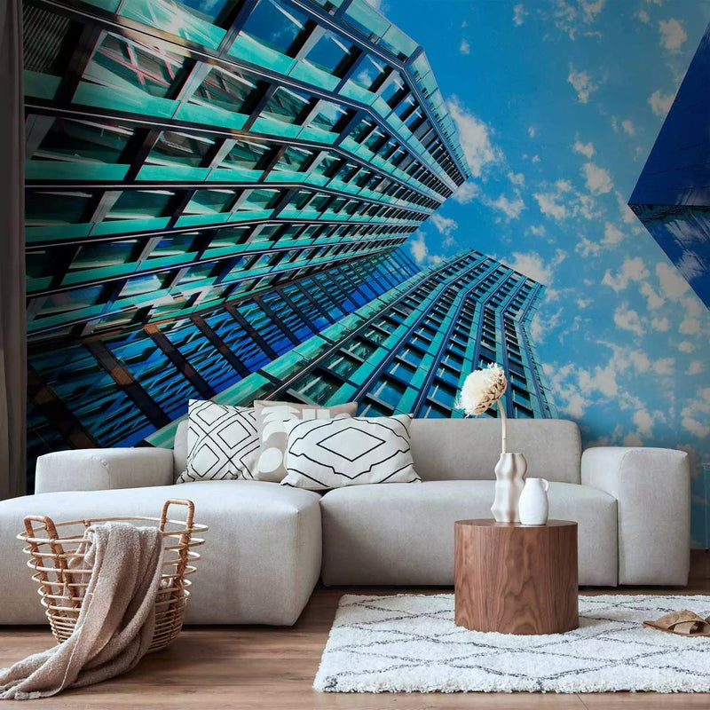 Wall Murals with the city theme in blue, 64444g-art