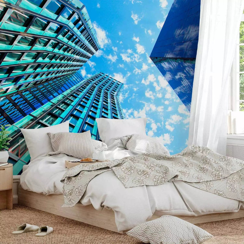 Wall Murals with the city theme in blue, 64444g-art