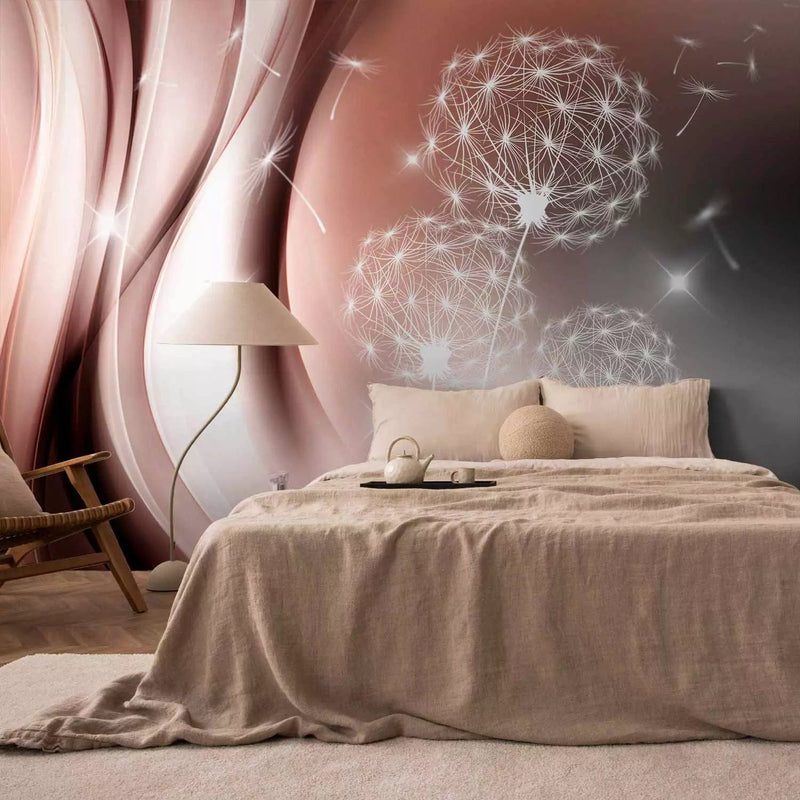 Wall Murals - Stylized dandelion in the wind. Red-brown color, 91894g-art