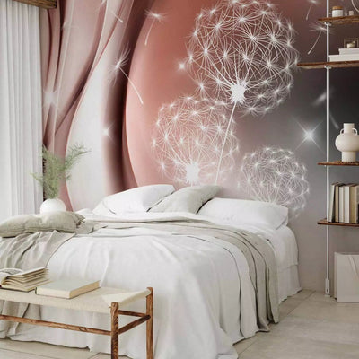 Wall Murals - Stylized dandelion in the wind. Red-brown color, 91894g-art