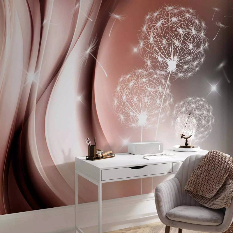 Wall Murals - Stylized dandelion in the wind. Red-brown color, 91894g-art