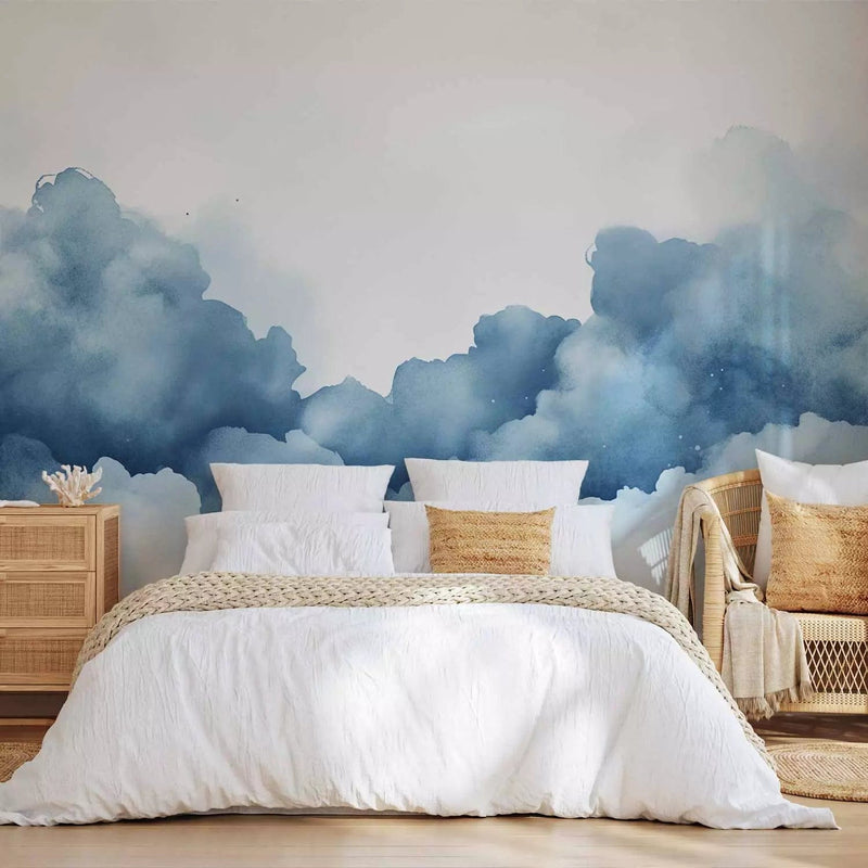 Wall Murals - Blue horizon - delicate landscape with layers of fog, 161101 G-ART