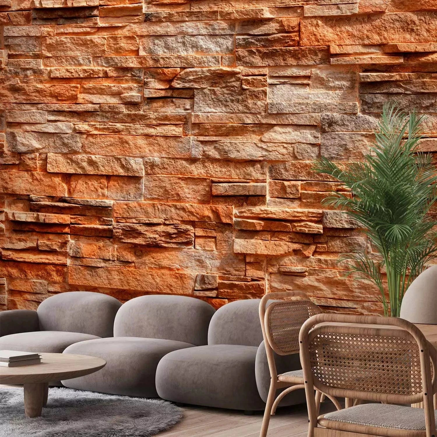 Fototapetes - dekoratīva akmens tekstūra izteiktā brūnā krāsā G-ART