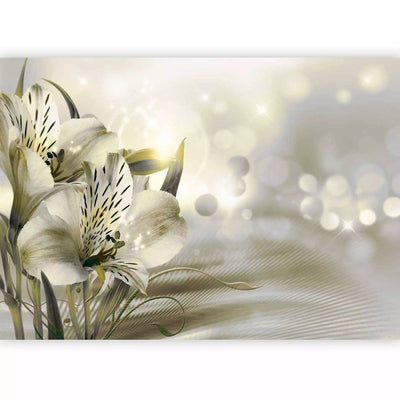 Wall Murals - Lily flowers in morning glow on striped background, 81948G-ART