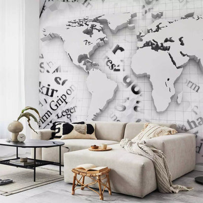 Wall Murals - World map with diamond motif on white background, 61823 G-ART