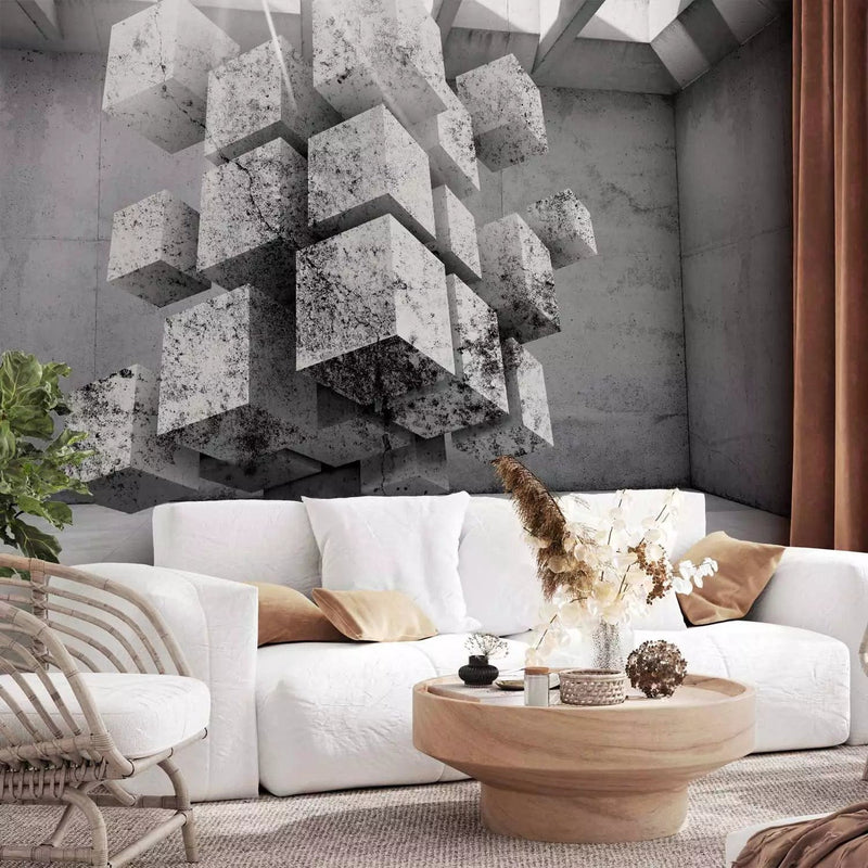 Wall Murals with 3d cubes in dark gray color - Dimension, 62321G-ART