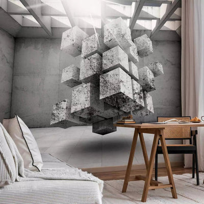 Wall Murals with 3d cubes in dark gray color - Dimension, 62321G-ART