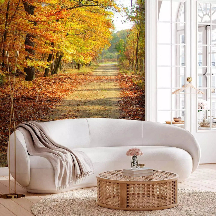 Fototapetes ar rudens dižskābaržu mežu - rudens krāsās G-ART