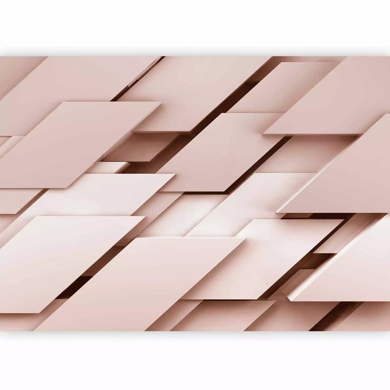 Wall Murals geometric 3d perspective - monolithic pattern in pink shapes G-ART