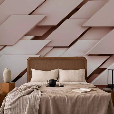 Wall Murals geometric 3d perspective - monolithic pattern in pink shapes G-ART