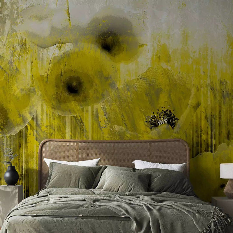 Wall Murals with yellow poppies - yellow frenzy, 60659g -art