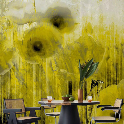 Wall Murals with yellow poppies - yellow frenzy, 60659g -art