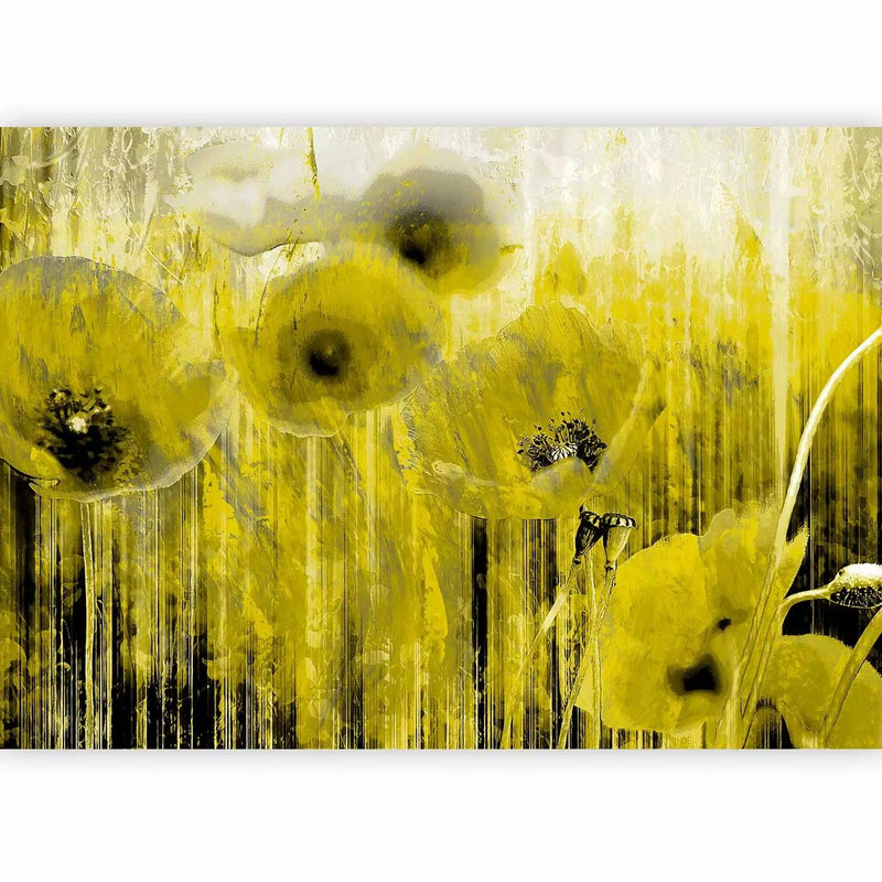 Wall Murals with yellow poppies - yellow frenzy, 60659g -art