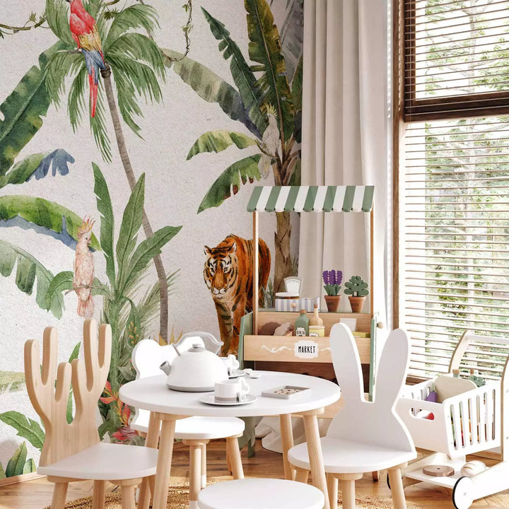 Fototapetes - Džungļi pieklusinātās krāsās ar dzīvniekiem - 149221 G-ART