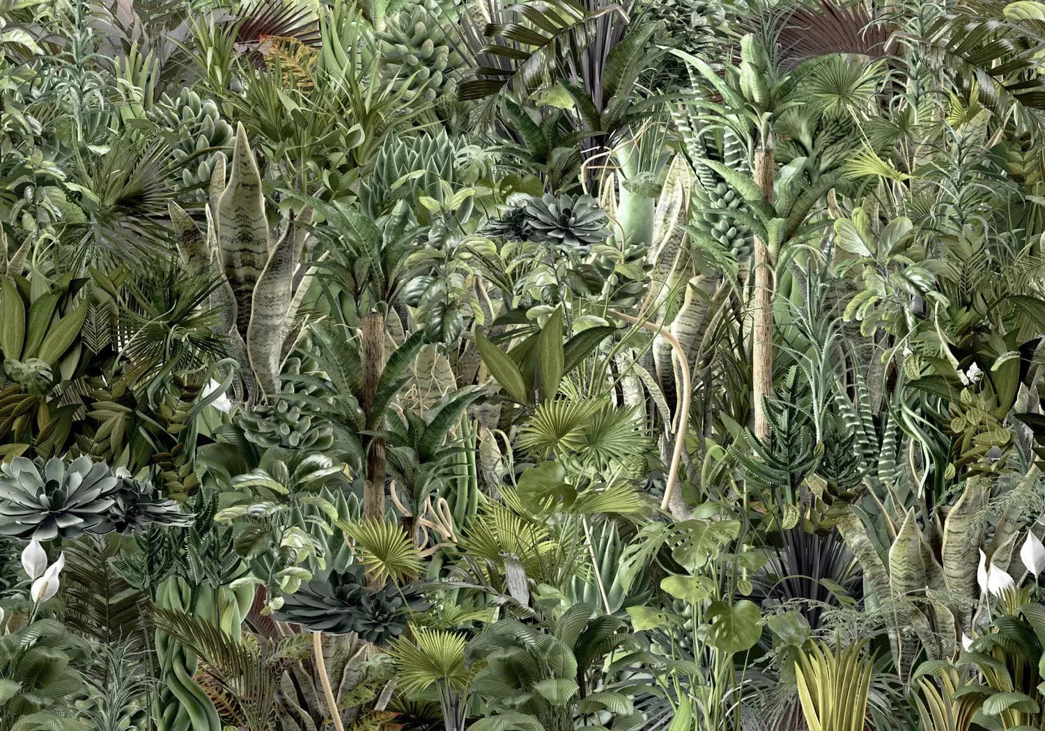 Fototapetes, Džungļu bagātība, eksotiska zaļa ainava ar kokiem G-ART