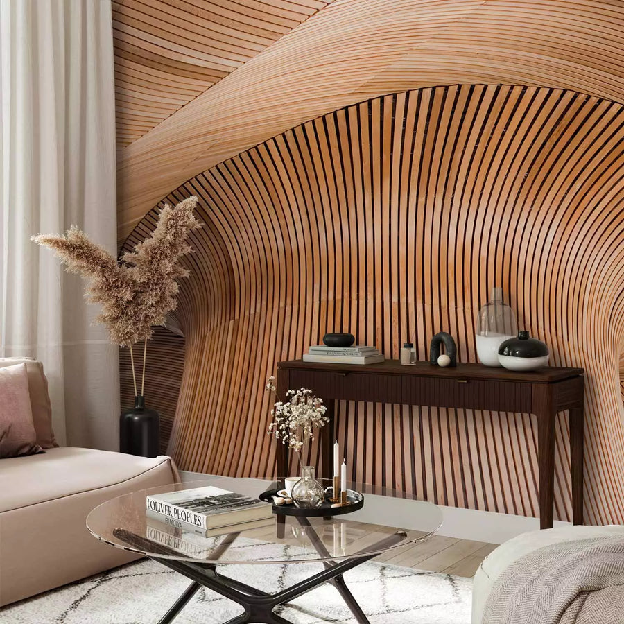 Fototapetes - Ēkas fragmenti no koka - Kārdifas līcī, Velsā, bēšā G-ART