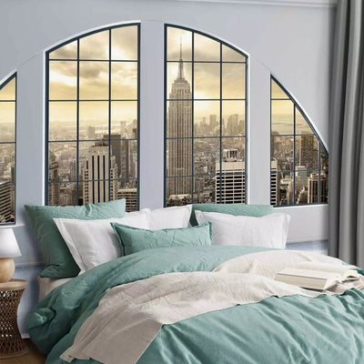 3D Wall Murals With New York Morning View of Large View Windows G-Art