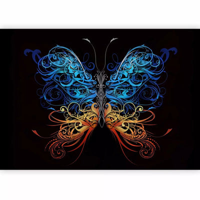 Wall Murals - colorful butterfly with ornamented wings on a black background G-ART