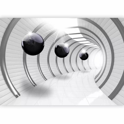 Gray Wall Murals with spatial illusion - Futuristic tunnel G-ART