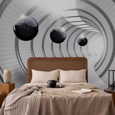 Gray Wall Murals with spatial illusion - Futuristic tunnel G-ART