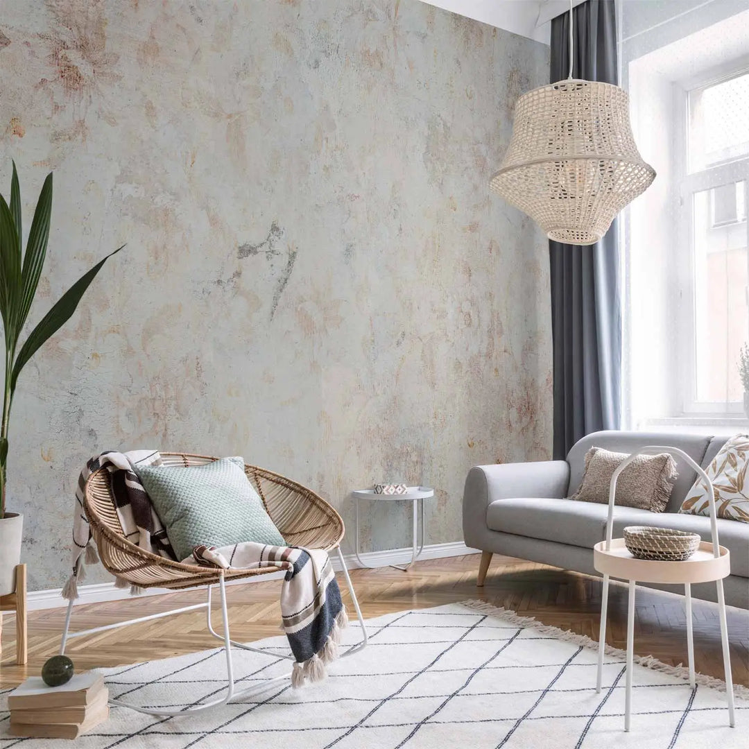 Wall murals - Light floral motif with a shabby texture, 144694
