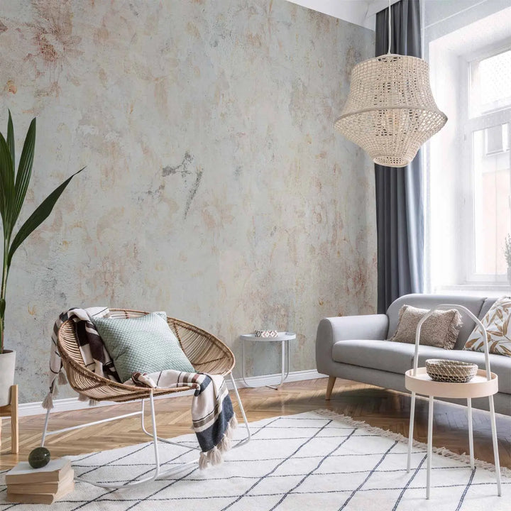 Wall murals - Light floral motif with a shabby texture, 144694