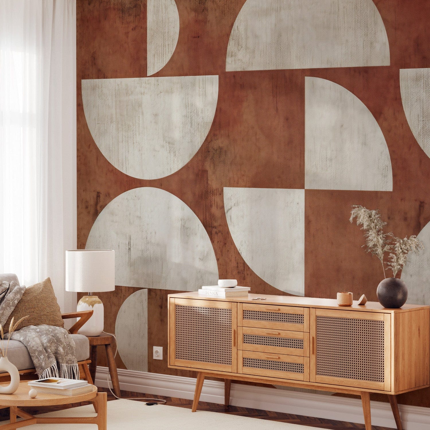 Fototapetes - Ģeometriska kompozīcija uz terakotas fona, 159453 G-ART