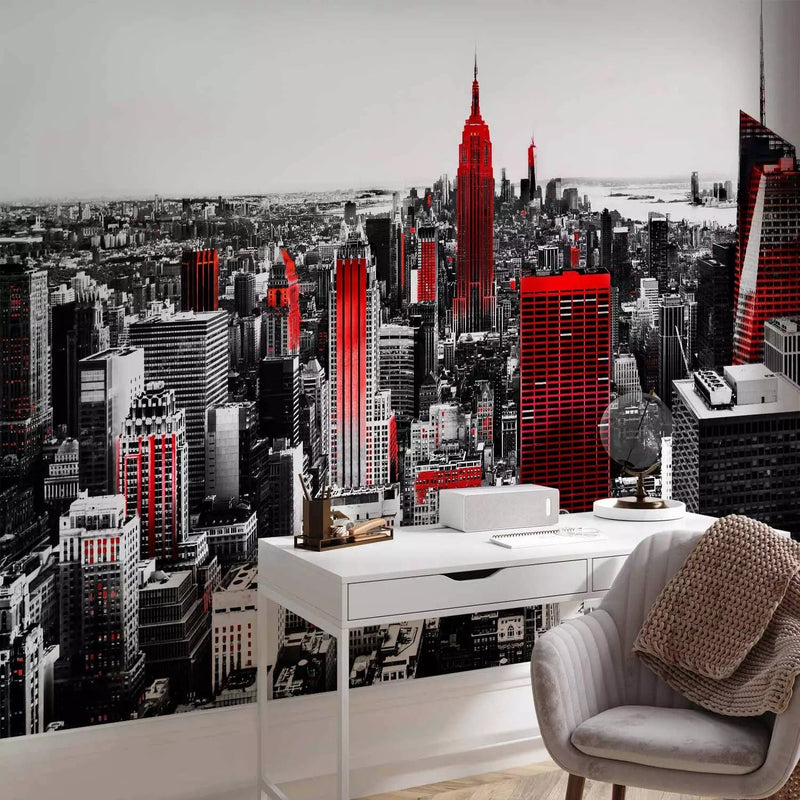 Wall Murals with New York in red and black, 61626g-art