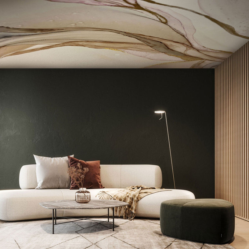 Wall Murals for the ceiling - abstraction in pastel pink and beige, 159933 G-ART