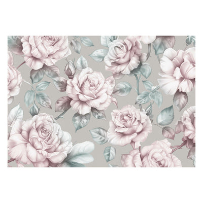 Wall Murals for the ceiling - flowers in soft grey-pink shades, 159930 G-ART