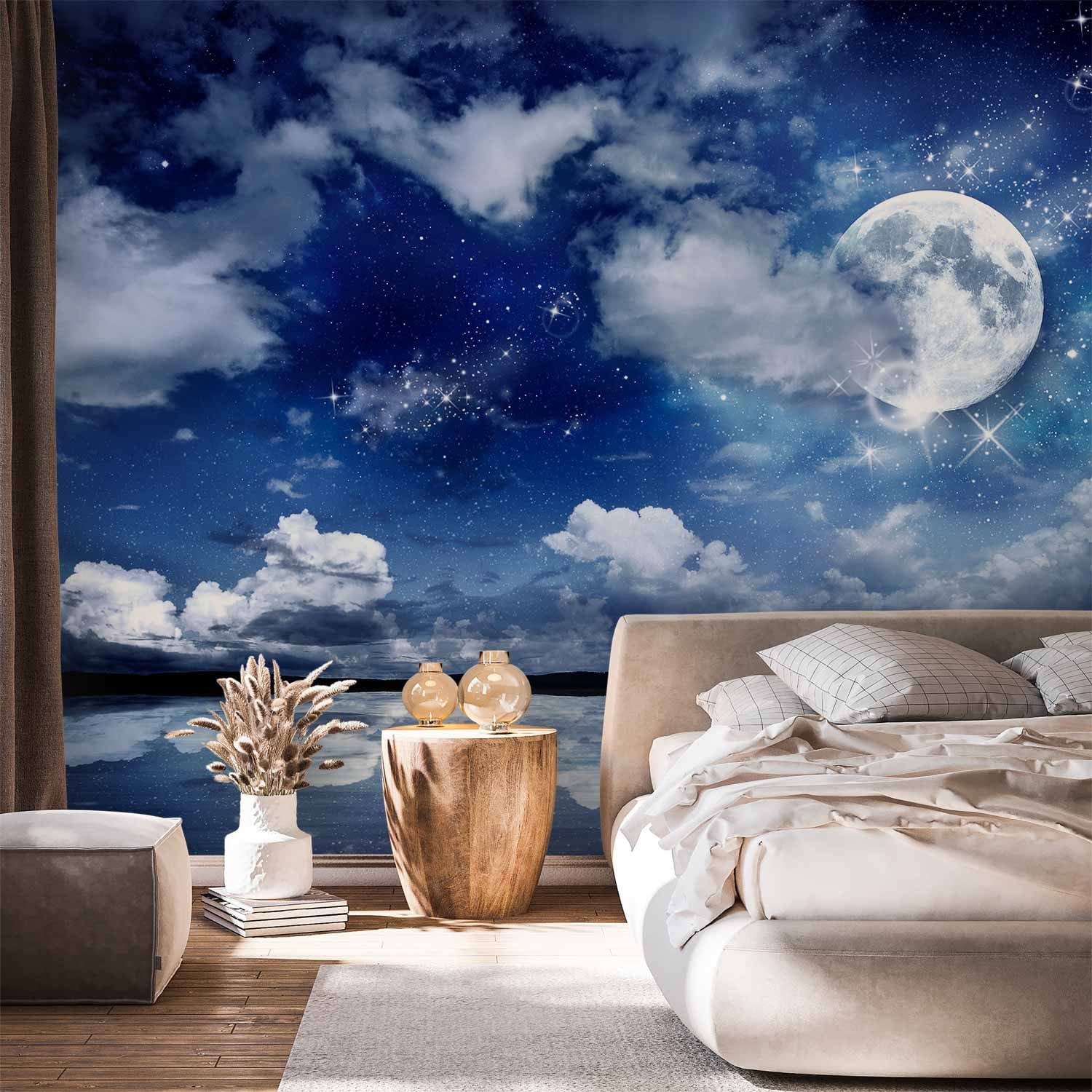 Fototapetes guļamistabai tumši zilā krāsā - Nakts debesis - 59853  G-ART