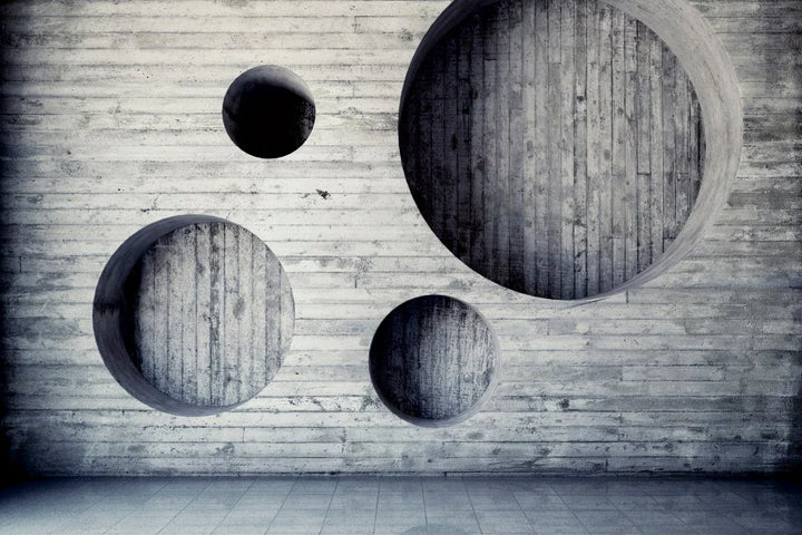 Fototapetes - Industriālais betons: 3D apļi | pelēkā D-ART