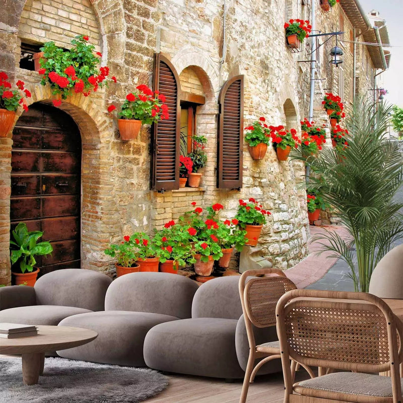 Wall Murals with a beautiful building and a small street - Italian province, 97321 G-ART