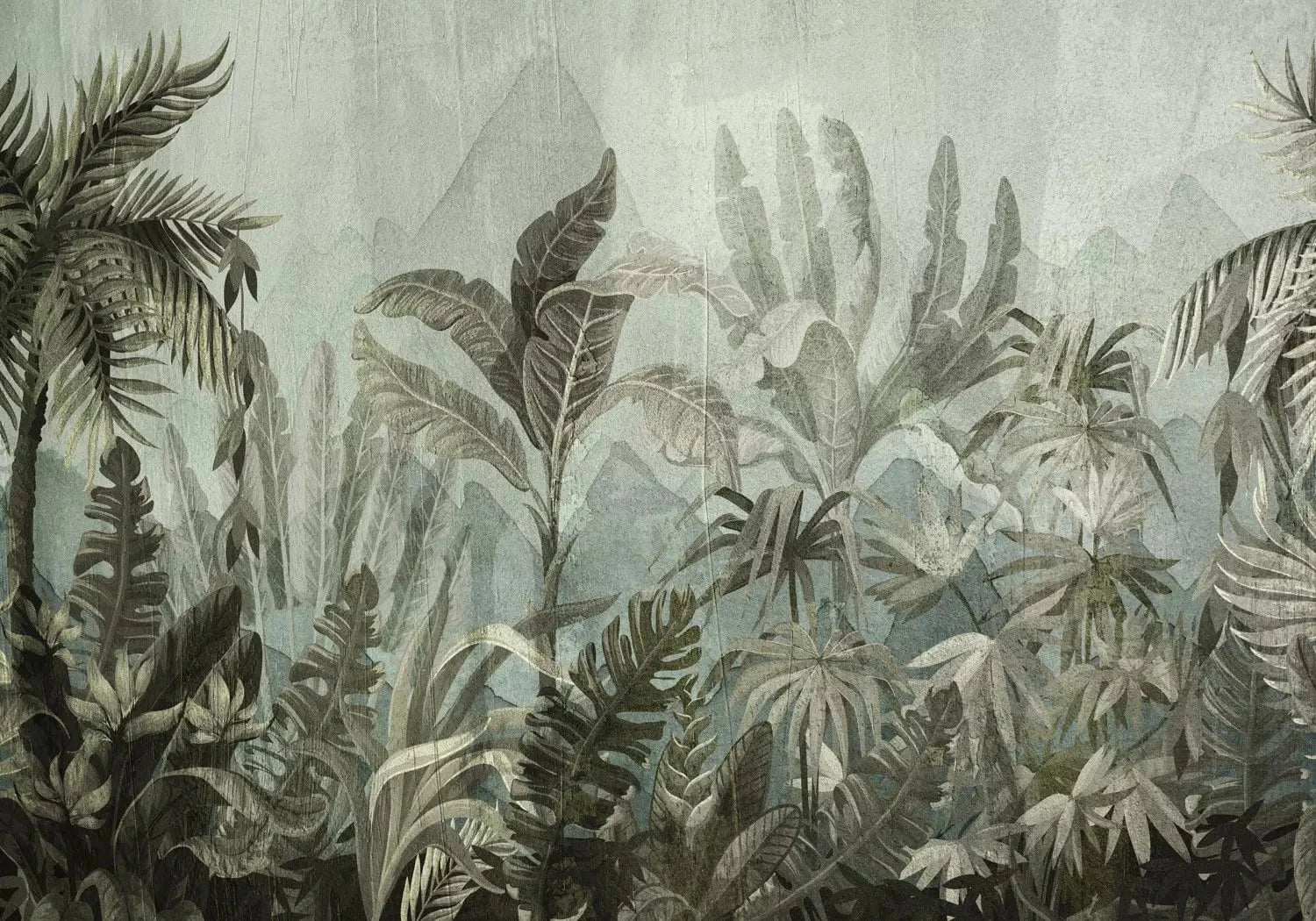 Fototapetes-  Kalnu džungļi - koki un lapas zaļos toņos G-ART