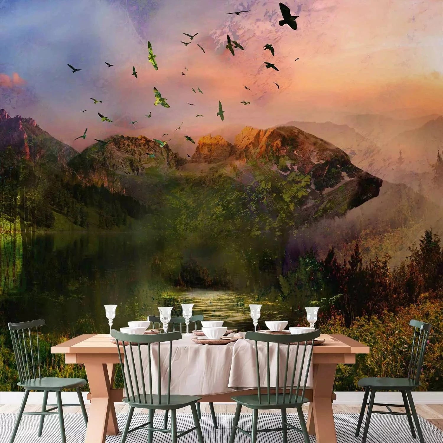 Fototapetes - Kalnu mežs - Dabisks skaistums viesistabā  G-ART