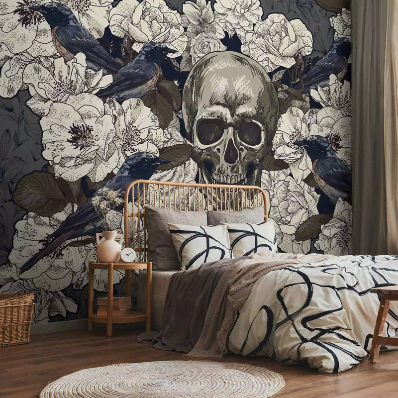 Wall Murals with skull in dark gray color - 59725G-ART