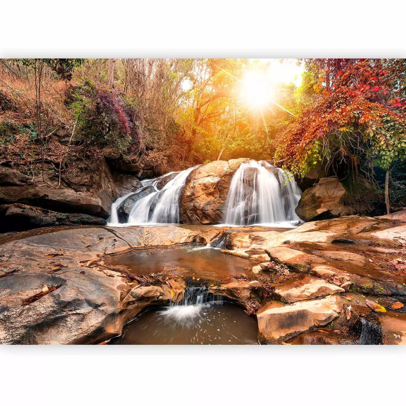 Fototapetes - ainava ar ūdenskritumu uz rudens meža, 92893 G-ART