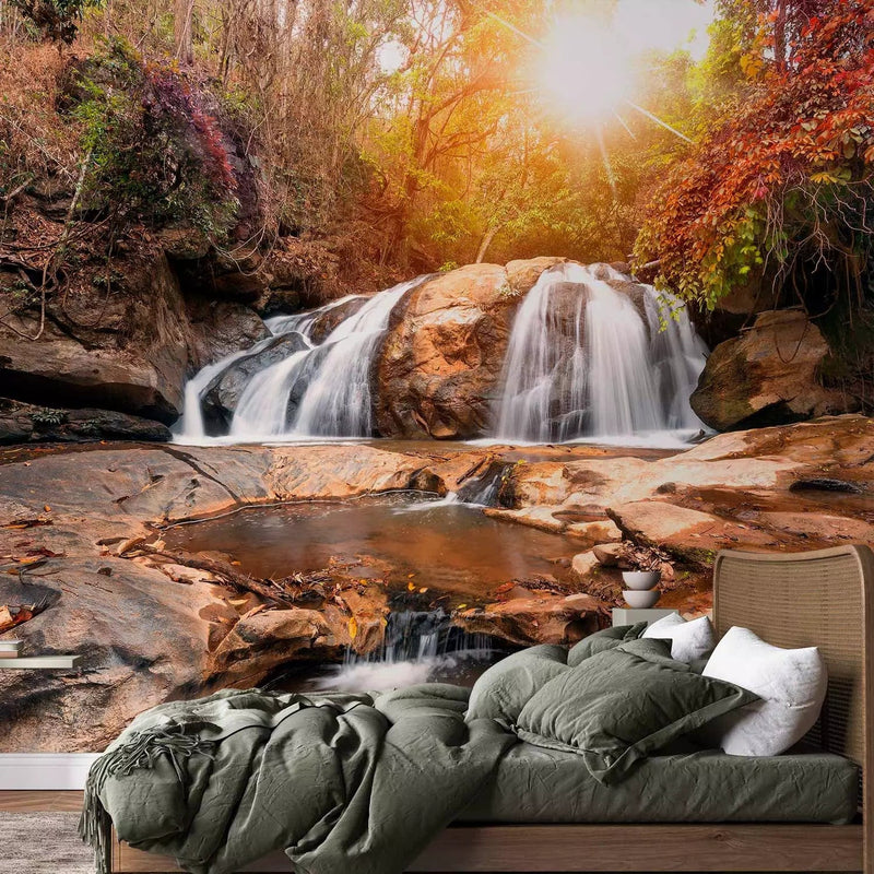 Wall Murals - landscape with a waterfall on an autumn forest, 92893 G-ART