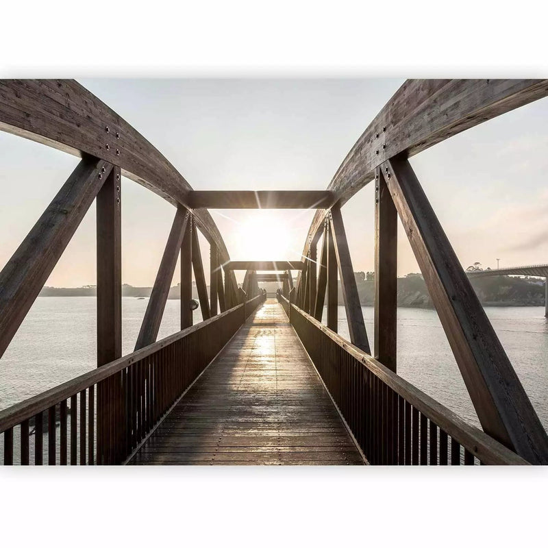 Wall Murals With a bridge across the iesi early in the morning. Brown tones, 74547g-art