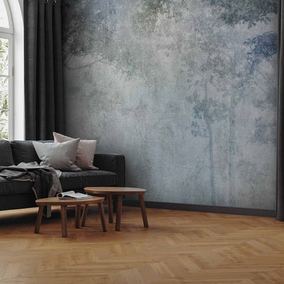 Wall Murals - Trees in the fog - Landscape in blue and gray - 131901 G -art