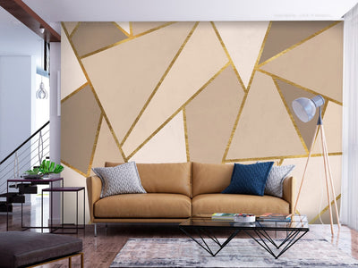 Fototapetes - Kompozīcija ar trīsstūriem bēšā krāsā, 138570 G-ART