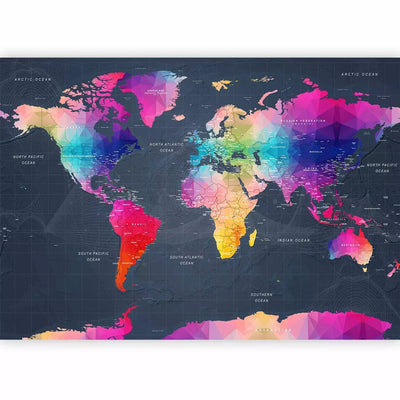 Fototapeet - geomeetriline maailmakaart inglise keeles, 95018 G-ART