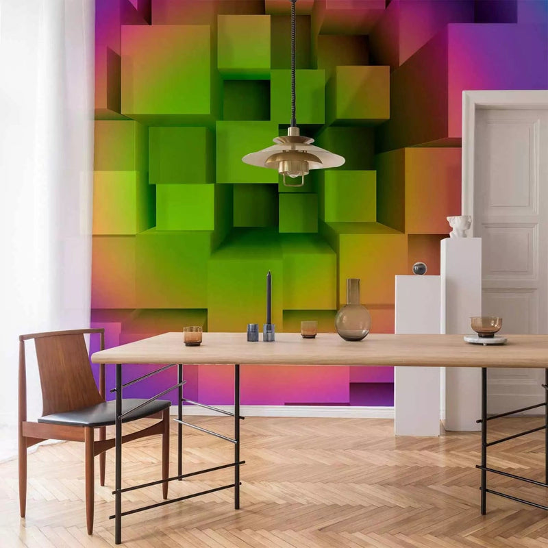 Wall Murals - G-ART coloured geometric shapes with illusion effect