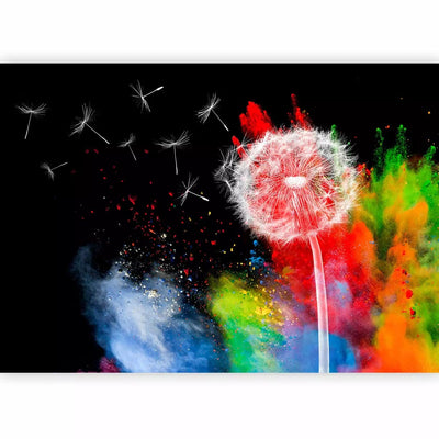 Wall Murals - multicolored dandelions on a black background, 90203 G-art